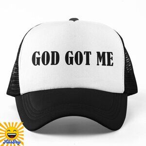 GOD GOT ME Foam Trucker Hat Snapback Cap Black White